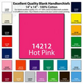 14"x14" Blank Solid Hot Pink Imported 100% Cotton Handkerchief